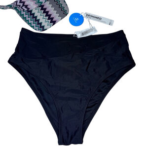 CUPSHE Black High Waisted Bikini Bottoms Large NWT